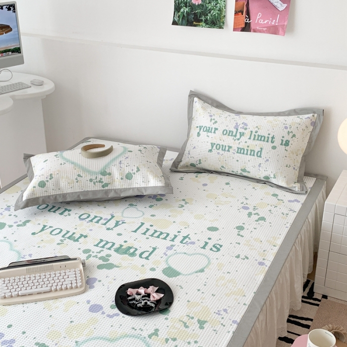 91家纺网 家纺一手货源 找家纺 昔可家纺 2023新款高克重加厚华夫格凉感软席 泼墨爱心