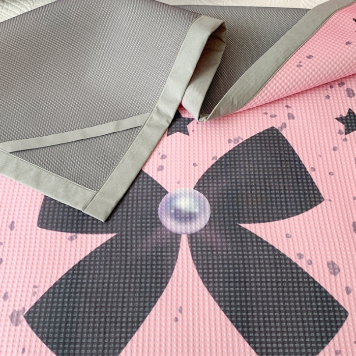 91家纺网 家纺一手货源 找家纺 昔可家纺 2023新款高克重加厚华夫格凉感软席 星星蝴蝶结