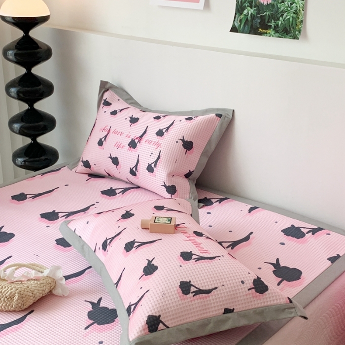 91家纺网 家纺一手货源 找家纺 昔可家纺 2023新款高克重加厚华夫格凉感软席 悬挂玫瑰