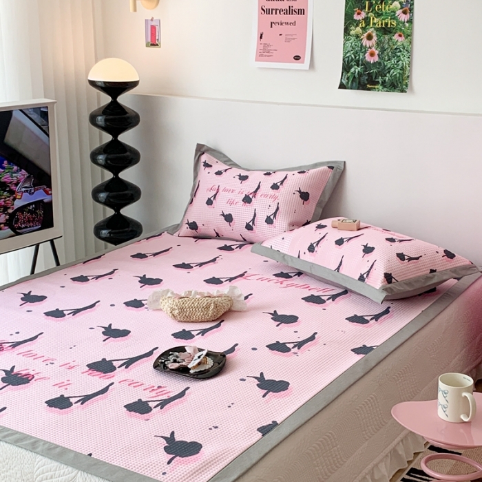 91家纺网 家纺一手货源 找家纺 昔可家纺 2023新款高克重加厚华夫格凉感软席 悬挂玫瑰