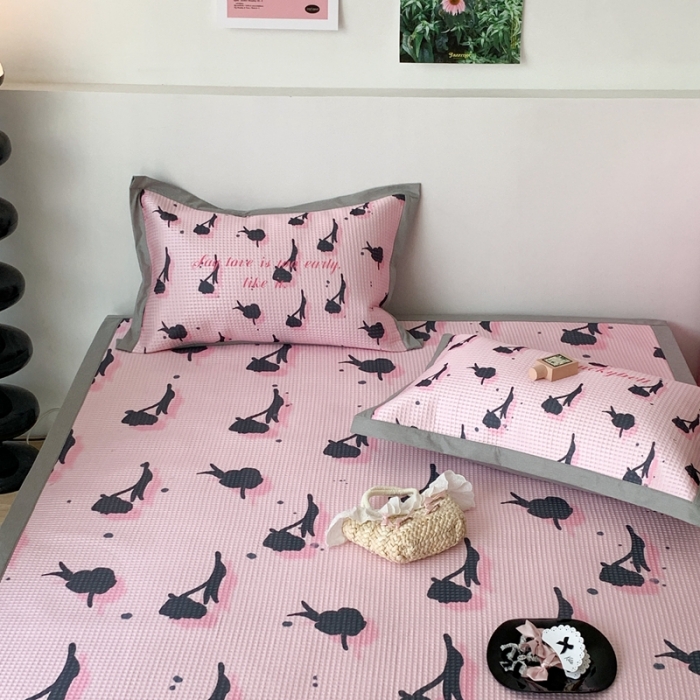 91家纺网 家纺一手货源 找家纺 昔可家纺 2023新款高克重加厚华夫格凉感软席 悬挂玫瑰