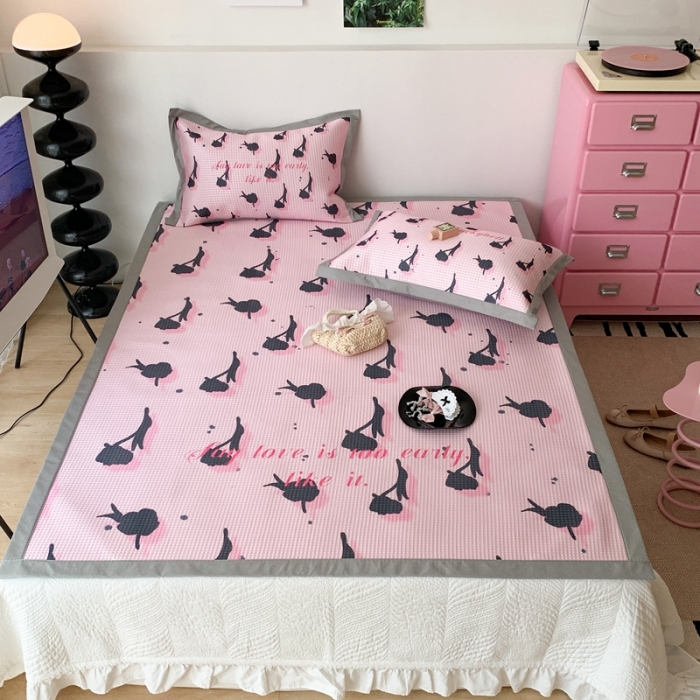 91家纺网 家纺一手货源 找家纺 昔可家纺 2023新款高克重加厚华夫格凉感软席 悬挂玫瑰