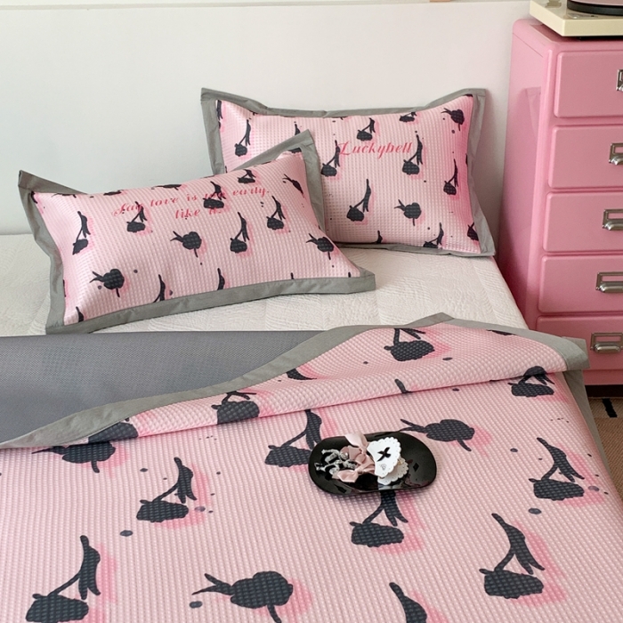 91家纺网 家纺一手货源 找家纺 昔可家纺 2023新款高克重加厚华夫格凉感软席 悬挂玫瑰