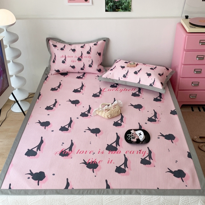 91家纺网 家纺一手货源 找家纺 昔可家纺 2023新款高克重加厚华夫格凉感软席 悬挂玫瑰