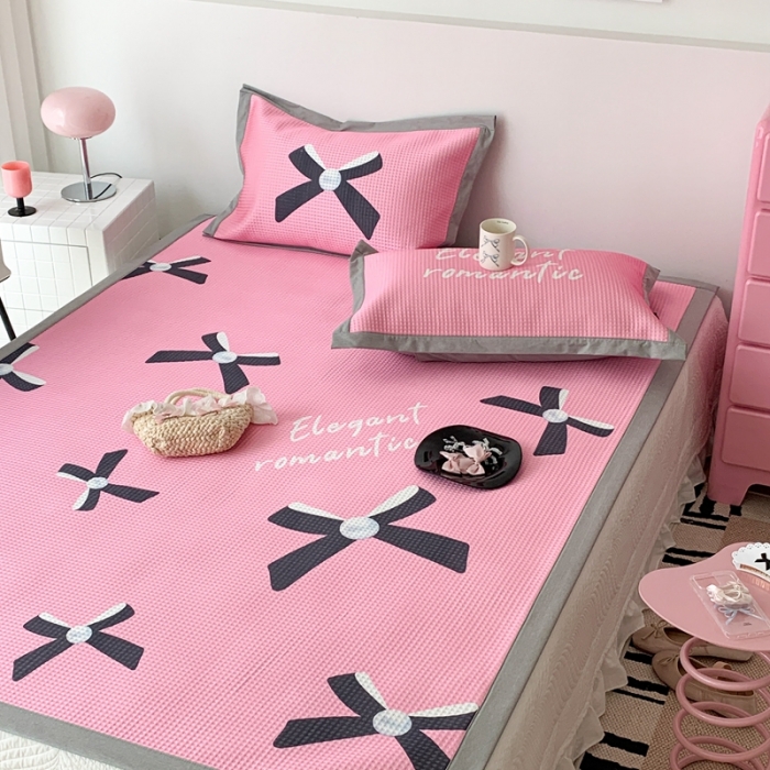 91家纺网 家纺一手货源 找家纺 昔可家纺 2023新款高克重加厚华夫格凉感软席 珍珠蝴蝶结