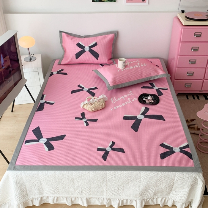 91家纺网 家纺一手货源 找家纺 昔可家纺 2023新款高克重加厚华夫格凉感软席 珍珠蝴蝶结