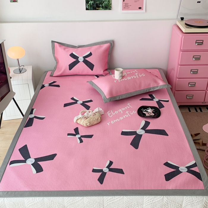 91家纺网 家纺一手货源 找家纺 昔可家纺 2023新款高克重加厚华夫格凉感软席 珍珠蝴蝶结