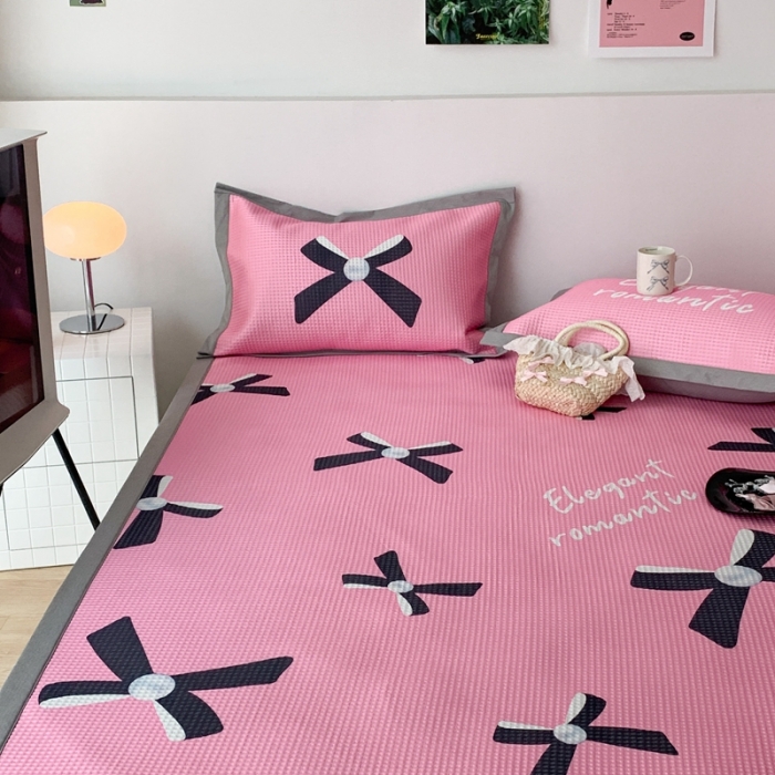 91家纺网 家纺一手货源 找家纺 昔可家纺 2023新款高克重加厚华夫格凉感软席 珍珠蝴蝶结