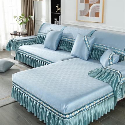 91家纺网 家纺一手货源 找家纺 2023新款冰丝沙发垫夏季夏天防滑凉席冰垫坐垫子四季通用轻奢皮沙发套罩