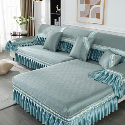 91家纺网 家纺一手货源 找家纺 2023新款冰丝沙发垫夏季夏天防滑凉席冰垫坐垫子四季通用轻奢皮沙发套罩