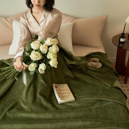 91家纺网 家纺一手货源 找家纺 2024晨曦软糯撸猫毯夏被毯四季空调毯华芙绒毛毯双层复合毯 茶绿