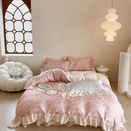 91家纺网 家纺一手货源 找家纺 （总）若未家居 2023新款50S兰精天丝法式床裙款四件套-风格一