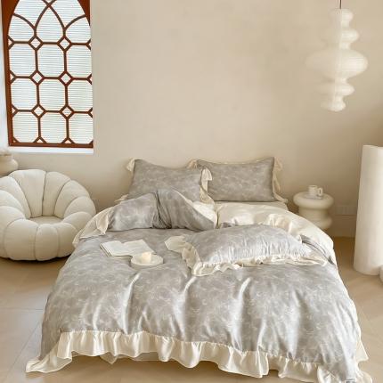 91家纺网 家纺一手货源 找家纺 （总）若未家居 2023新款50S兰精天丝法式床裙款四件套-风格一