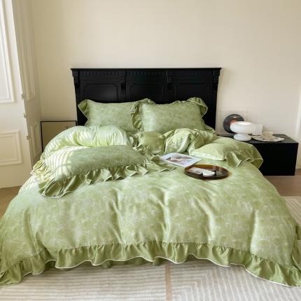 91家纺网 家纺一手货源 找家纺 （总）若未家居 2032新款50S兰精天丝法式床裙款四件套-风格二