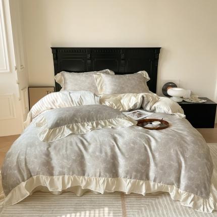 91家纺网 家纺一手货源 找家纺 （总）若未家居 2032新款50S兰精天丝法式床裙款四件套-风格二