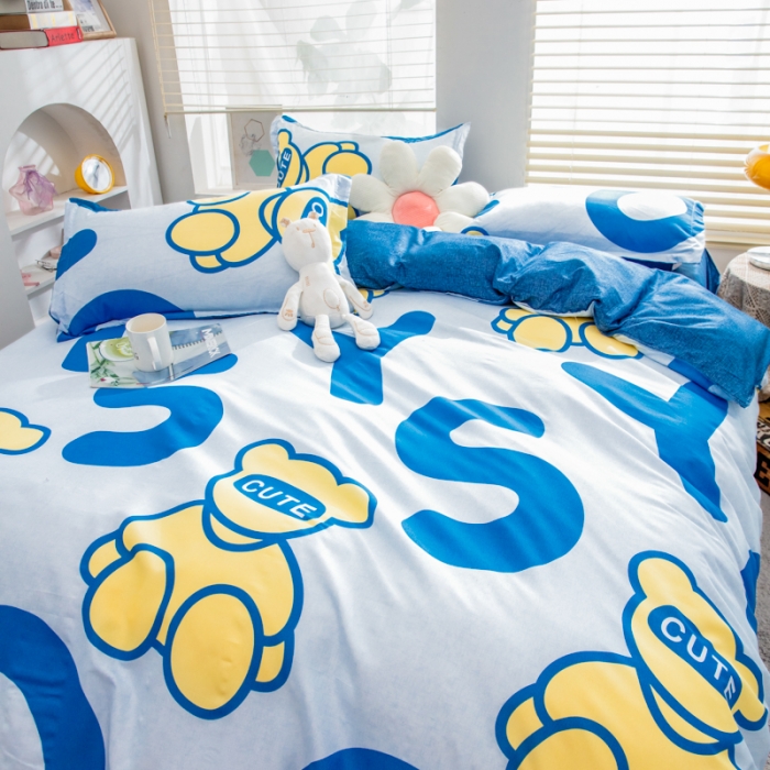 91家纺网 家纺一手货源 找家纺 乐居坊 2023新款芦荟棉四件套（5月份新花型） Yes小熊