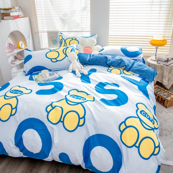 91家纺网 家纺一手货源 找家纺 乐居坊 2023新款芦荟棉四件套（5月份新花型） Yes小熊