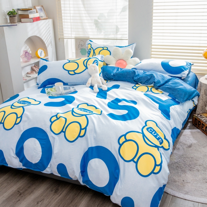 91家纺网 家纺一手货源 找家纺 乐居坊 2023新款芦荟棉四件套（5月份新花型） Yes小熊