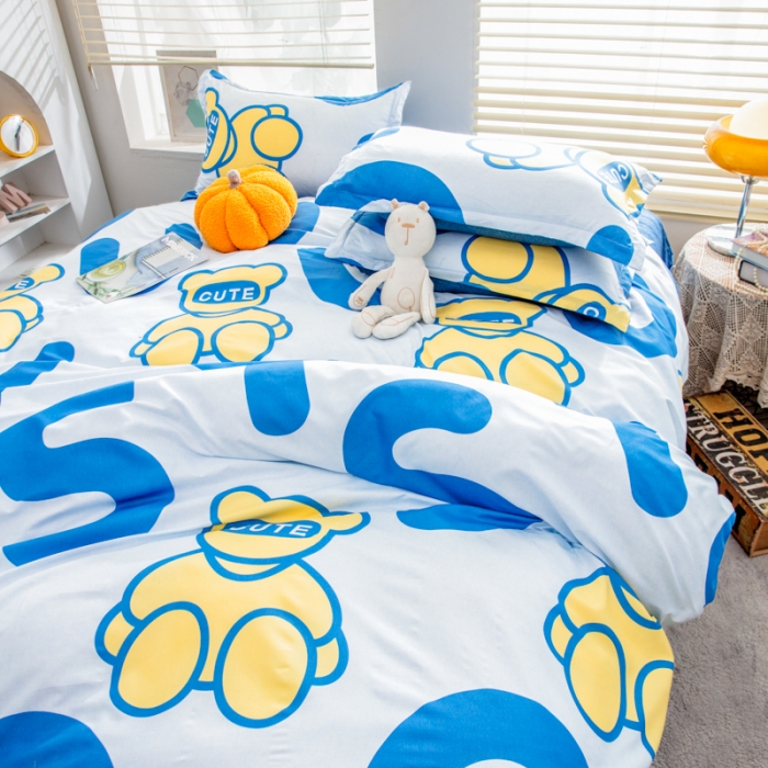 91家纺网 家纺一手货源 找家纺 乐居坊 2023新款芦荟棉四件套（5月份新花型） Yes小熊