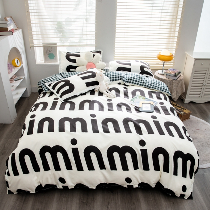 91家纺网 家纺一手货源 找家纺 乐居坊 2023新款芦荟棉四件套（5月份新花型） 潮流-灰