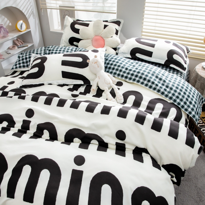 91家纺网 家纺一手货源 找家纺 乐居坊 2023新款芦荟棉四件套（5月份新花型） 潮流-灰