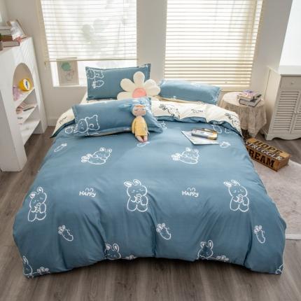 乐居坊 2023新款芦荟棉四件套（5月份新花型） 萝卜兔-灰