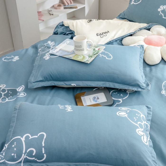 91家纺网 家纺一手货源 找家纺 乐居坊 2023新款芦荟棉四件套（5月份新花型） 萝卜兔-灰