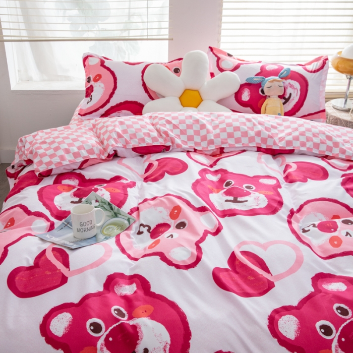 91家纺网 家纺一手货源 找家纺 乐居坊 2023新款芦荟棉四件套（5月份新花型） 甜甜熊