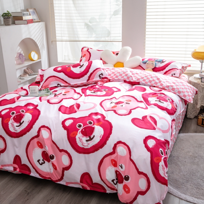 91家纺网 家纺一手货源 找家纺 乐居坊 2023新款芦荟棉四件套（5月份新花型） 甜甜熊