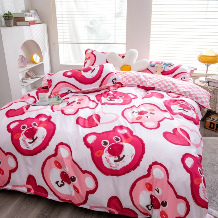 91家纺网 家纺一手货源 找家纺 乐居坊 2023新款芦荟棉四件套（5月份新花型） 甜甜熊