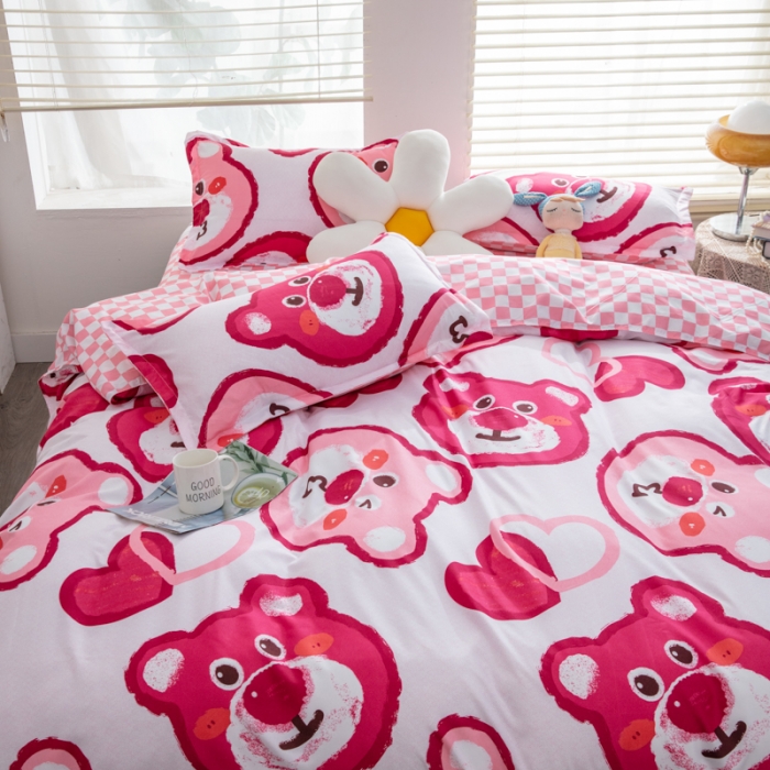 91家纺网 家纺一手货源 找家纺 乐居坊 2023新款芦荟棉四件套（5月份新花型） 甜甜熊