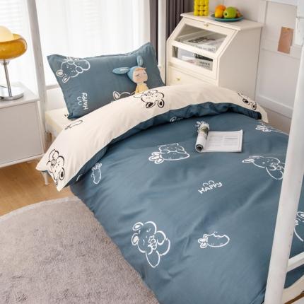 91家纺网 家纺一手货源 找家纺 乐居坊 2023新款芦荟棉三件套（5月份新花型） 萝卜兔-灰