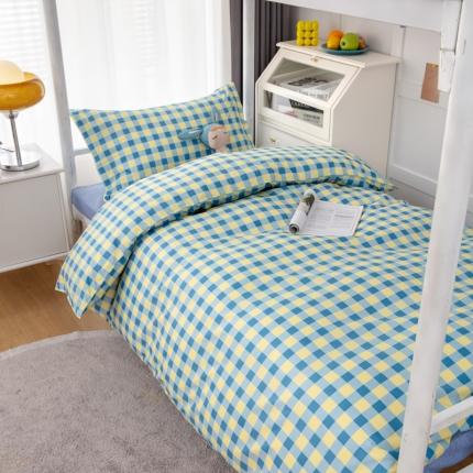 乐居坊 2023新款芦荟棉三件套（5月份新花型） 蓝黄格