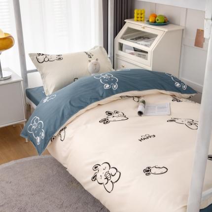 乐居坊 2023新款芦荟棉三件套（5月份新花型） 萝卜兔-米白