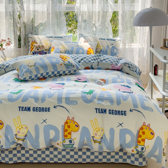 91家纺网 家纺一手货源 找家纺 （总）感遇家纺 2023新款小猪佩奇系列全棉印花四件套