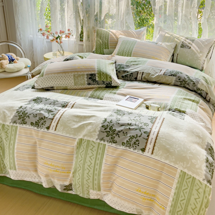 91家纺网 家纺一手货源 找家纺 感遇家纺 2023新款全棉印花四件套 复古假日