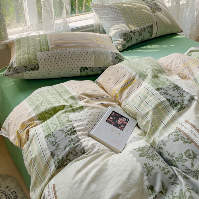 91家纺网 家纺一手货源 找家纺 感遇家纺 2023新款全棉印花四件套 复古假日