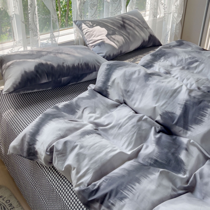 91家纺网 家纺一手货源 找家纺 感遇家纺 2023新款全棉印花四件套 水墨