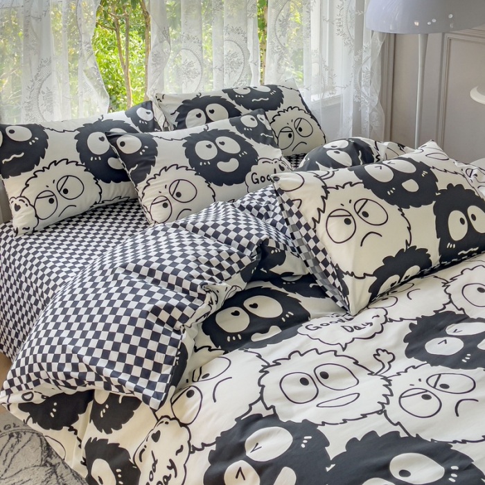 91家纺网 家纺一手货源 找家纺 感遇家纺 2023新款全棉印花四件套 小煤球