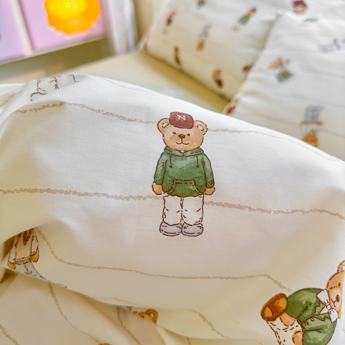 91家纺网 家纺一手货源 找家纺 呗旺鹿 2023新款13372全棉纯棉印花四件套直播款 毛衣熊