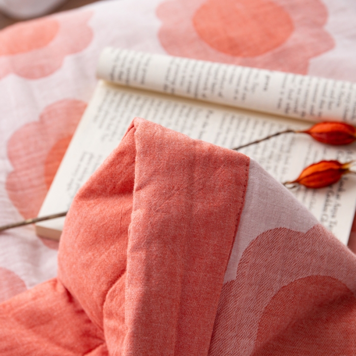 91家纺网 家纺一手货源 找家纺 安莱生活 2023新款 太阳花夏被四件套及单独夏被 太阳花-嫩粉