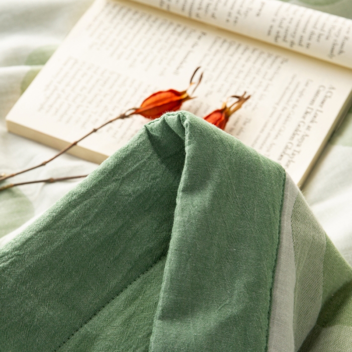 91家纺网 家纺一手货源 找家纺 安莱生活 2023新款 太阳花夏被四件套及单独夏被 太阳花-嫩绿