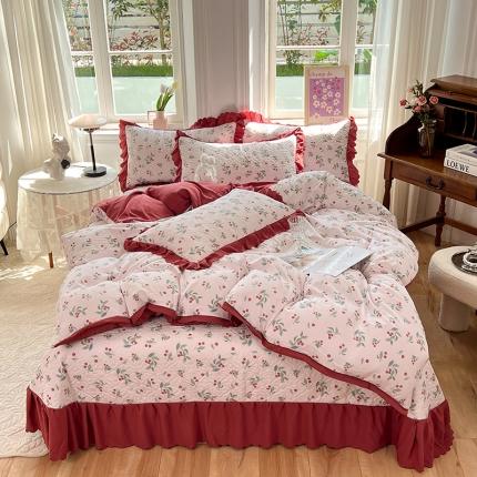 后庭寝室 2023新款A类双层纱单床盖四件套 最爱樱桃