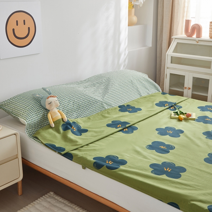 91家纺网 家纺一手货源 找家纺 怡家居 2023新款全棉印花隔脏旅行睡袋 绿妍