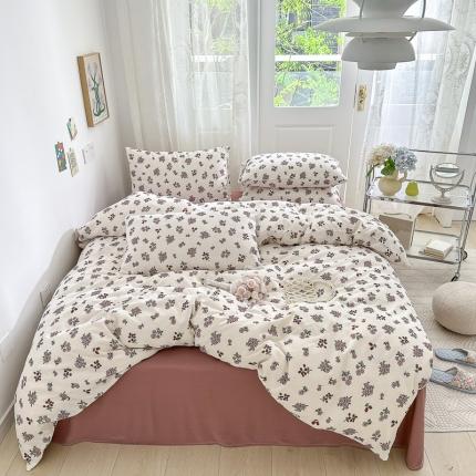 91家纺网 家纺一手货源 找家纺 仟网汇 2023新款有氧双层纱休闲款四件套 简单款-紫苏