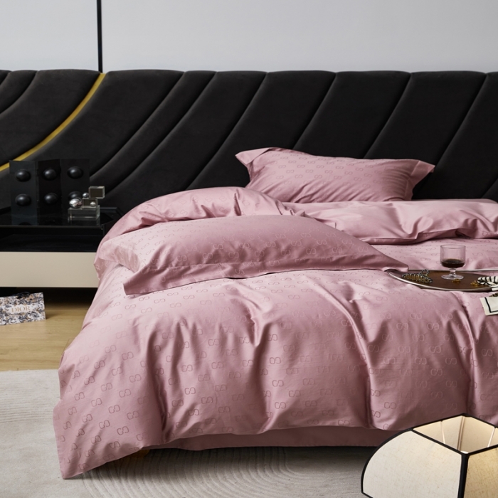 91家纺网 家纺一手货源 找家纺 安莱生活 2023新款 100S纯棉提花四件套 简-粉