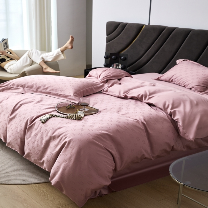 91家纺网 家纺一手货源 找家纺 安莱生活 2023新款 100S纯棉提花四件套 简-粉