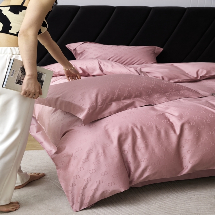 91家纺网 家纺一手货源 找家纺 安莱生活 2023新款 100S纯棉提花四件套 简-粉