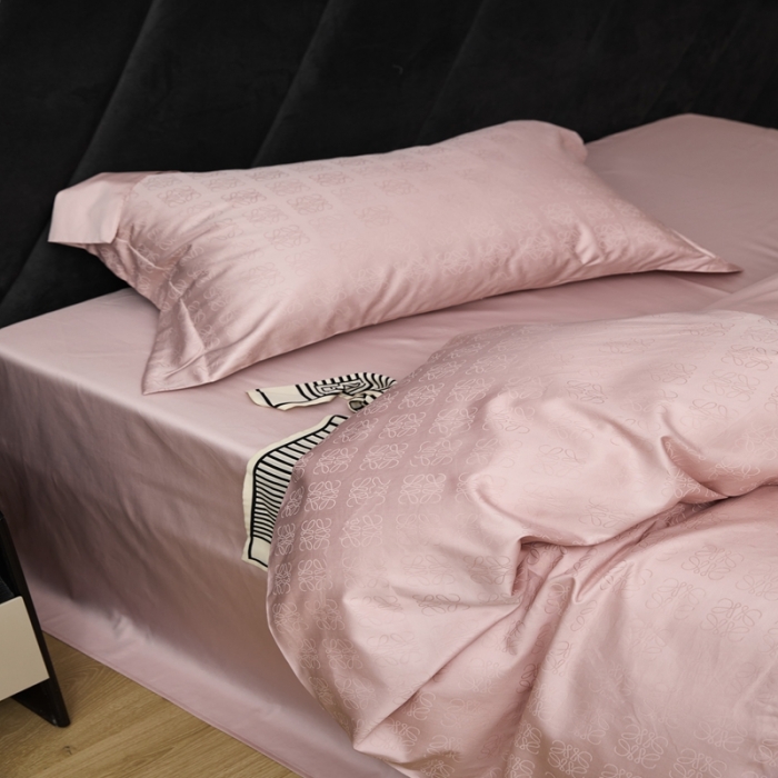 91家纺网 家纺一手货源 找家纺 安莱生活 2023新款 100S纯棉提花四件套 岚烟水月-粉