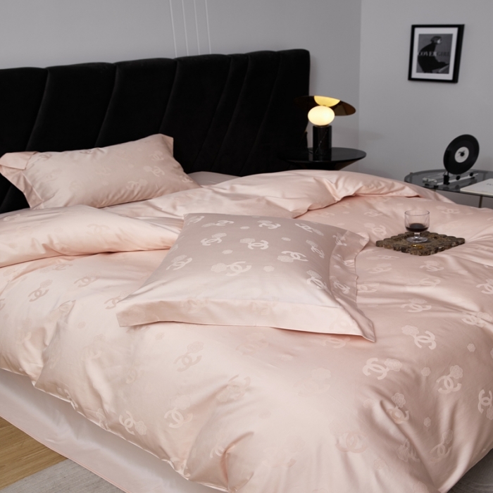 91家纺网 家纺一手货源 找家纺 安莱生活 2023新款 100S纯棉提花四件套 莫奈印象-粉